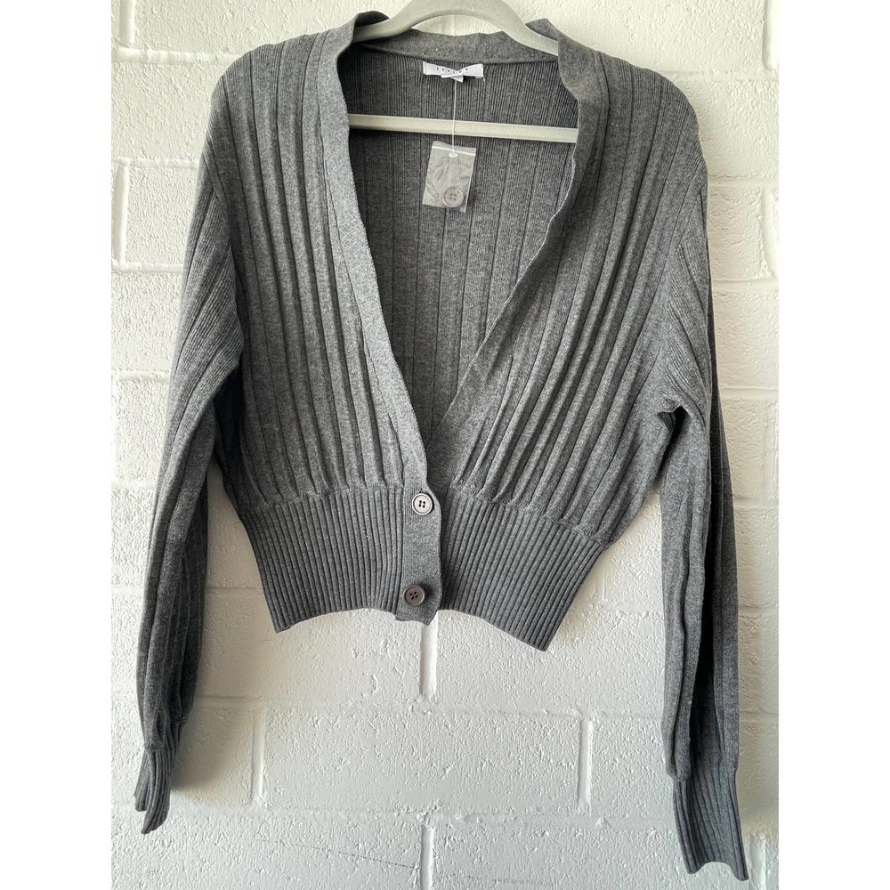 NWT Favlux Women's Gray Cardigan Cropped Sweater | Size Small